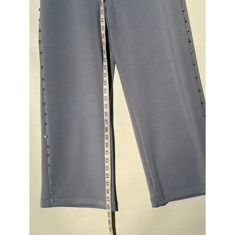 Boston Proper Soft Wide Leg Pants w/ Studded, Blue Crystal Rhinestone Size 10 image 3