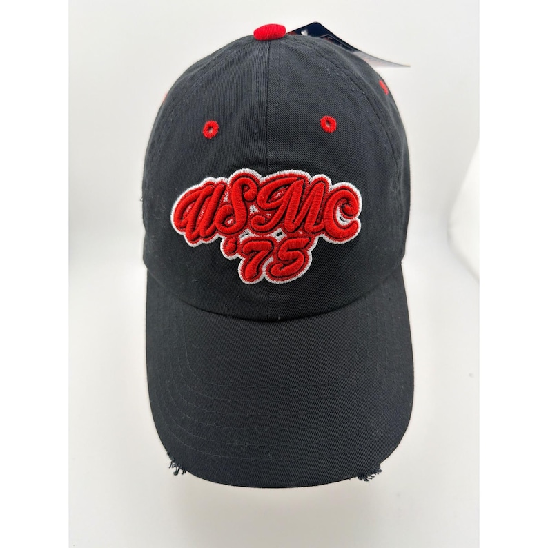 K&S Unique USMC Marines Black Red Embroidered Adjustable Hat 1975 image 3