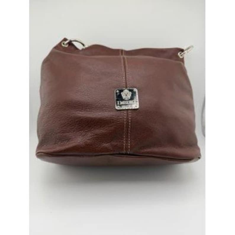 I Medici Firenze Brown Leather Hobo Shoulder Bag Made in Italy Silver Logo image 6