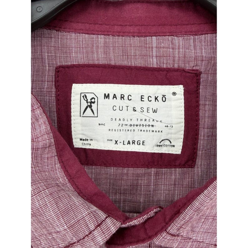 Marc Ecko Cut & Sew Mens XL Red Cotton Long Sleeve Button Up Shirt image 4