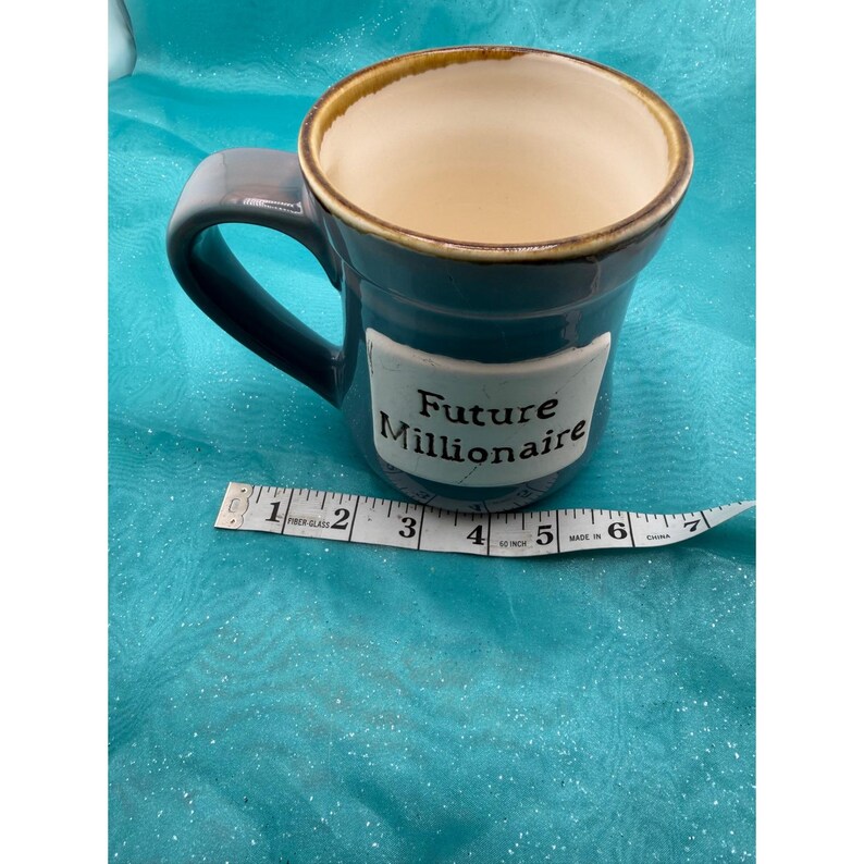 Future Millionaire Ceramic Coffee Mug Slate Blue Motivational Gift Cup image 6