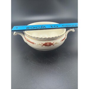 Vintage Johnson Bros English Guildford Maroon Double Handle Soup Bowl England image 4