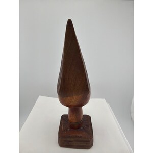 Hand Carved Wood Face Sculpture Pedestal Folk Art Decor image 1