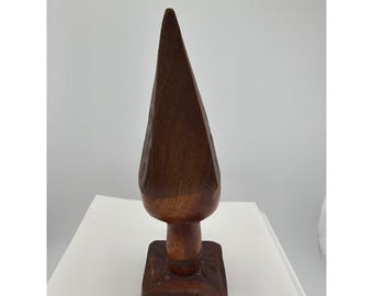 Hand Carved Wood Face Sculpture Pedestal Folk Art Decor