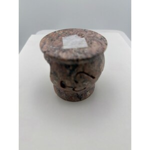 Pink Soapstone Oil Burner Tea Light Holder Moon Star Carved Stone image 4