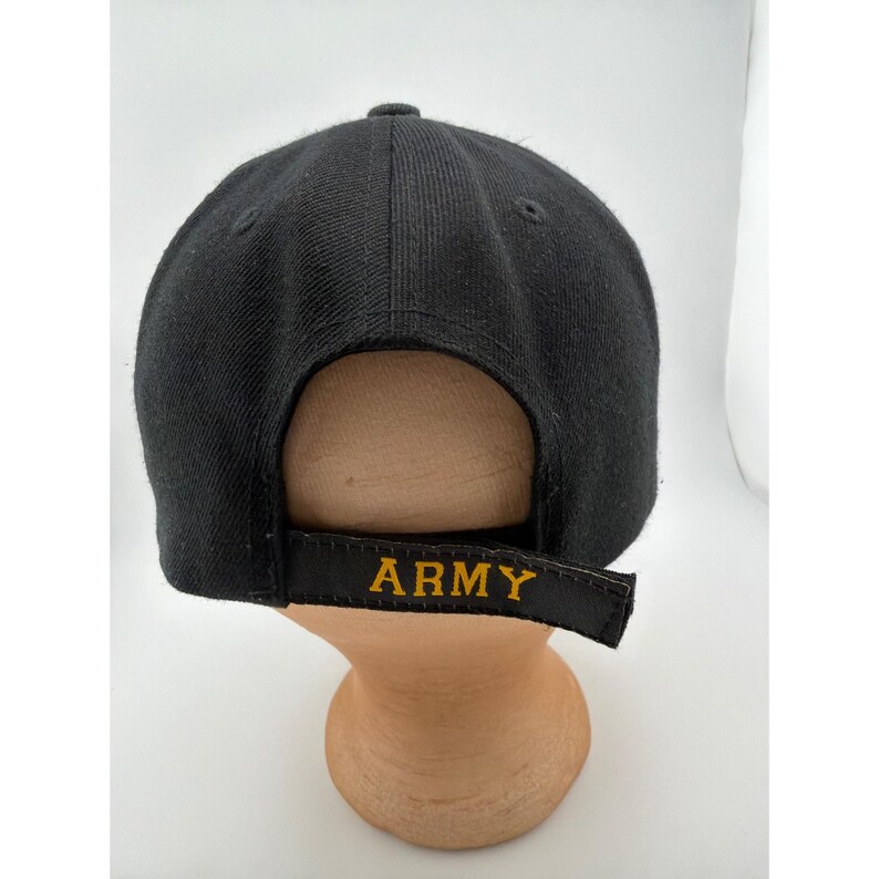 Casquette de baseball ajustable noire et or brodée, vétéran de l'armée américaine image 3