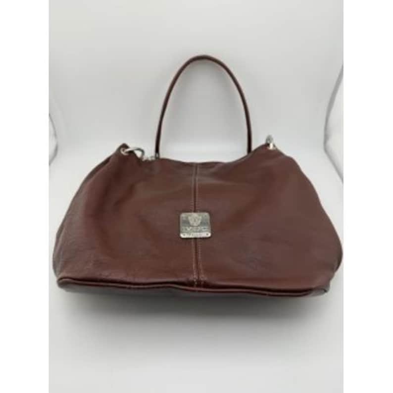 I Medici Firenze Brown Leather Hobo Shoulder Bag Made in Italy Silver Logo image 1
