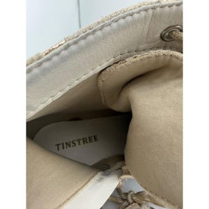 Stivali da combattimento da donna Tinstree, beige, oro metallizzato, con lacci e cerniera laterale, taglia 10. immagine 5