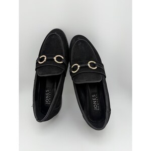 Jones New York Coral Womens Black Faux Suede Bit Loafers Gold Hardware Size 7 image 1