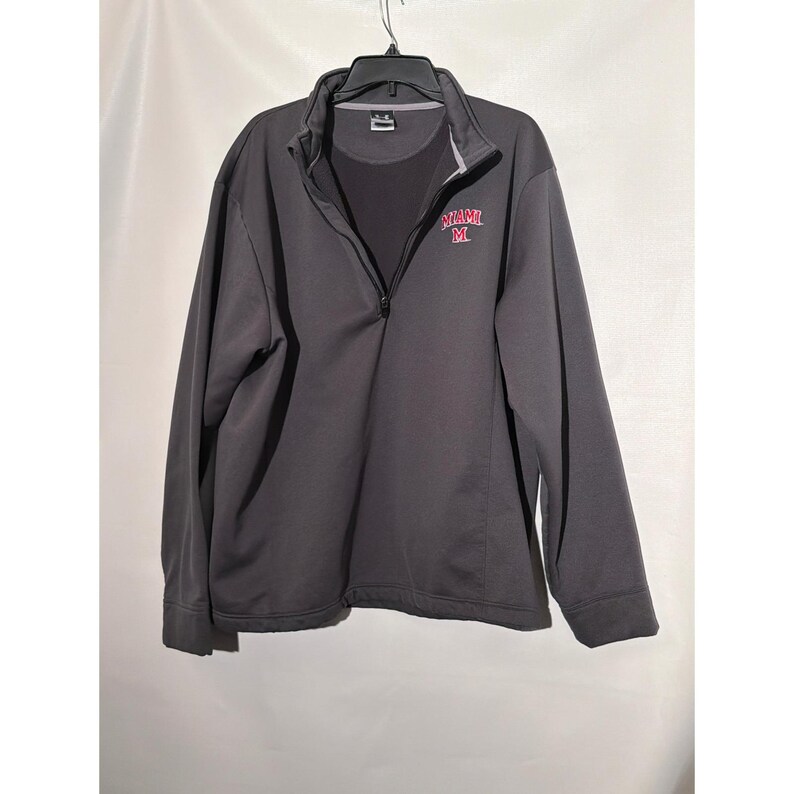 Under Armour Miami RedHawks Mens XL Gray Quarter Zip Pullover image 2
