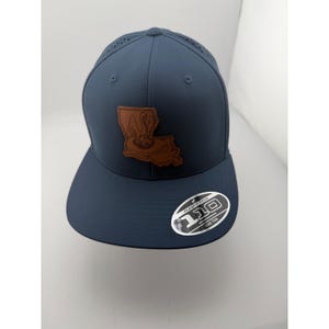 Branded Bills Louisiana Leather Patch Flexfit 110 Navy Snapback Hat image 2