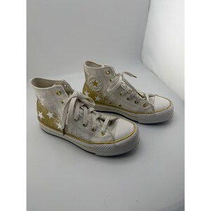 Zapatillas Converse Chuck Taylor All Star High Top Gold Star White para niños, talla 4 imagen 2