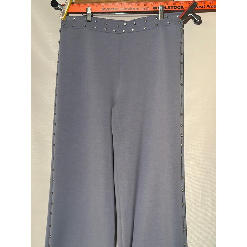 Boston Proper Soft Wide Leg Pants w/ Studded, Blue Crystal Rhinestone Size 10 image 4