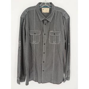 Marc Ecko Cut & Sew Mens XL Black White Checkered Long Sleeve Shirt image 1