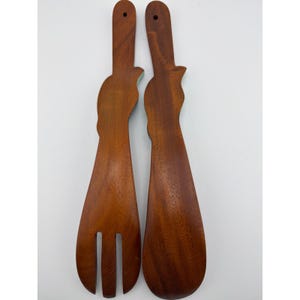 Costa Rica Hand-Painted Sea Turtle Wooden Salad Servers Set Folk Art image 3