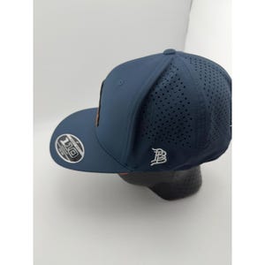 Branded Bills Louisiana Leather Patch Flexfit 110 Navy Snapback Hat image 3