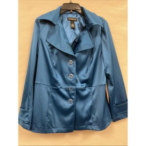 Lane Bryant Womens Shiny Satin Four Button Blazer Jacket Size 16 image 1