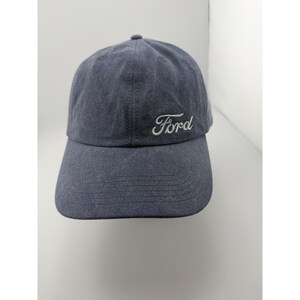 Ford Script Logo Baseball Cap Washed Navy Blue Cotton Adjustable Dad Hat Mens
