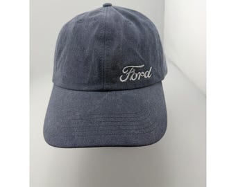 Ford Mens Navy Blue Cotton Baseball Cap Script Logo Adjustable