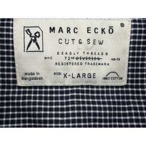 Marc Ecko Cut & Sew Mens XL Black White Checkered Long Sleeve Shirt image 4