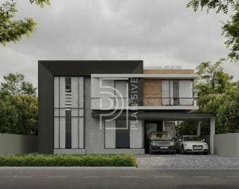 Modern villahuisplan met 4 slaapkamers | Pdf- en dwg-bronbestand