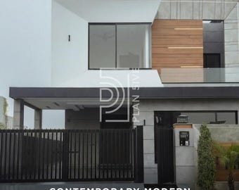 Plattegrond modern huis met 4 slaapkamers 35 x 65 | 2 verdiepingen tellende volledig werkende tekenset | Architecturale pdf + dwg
