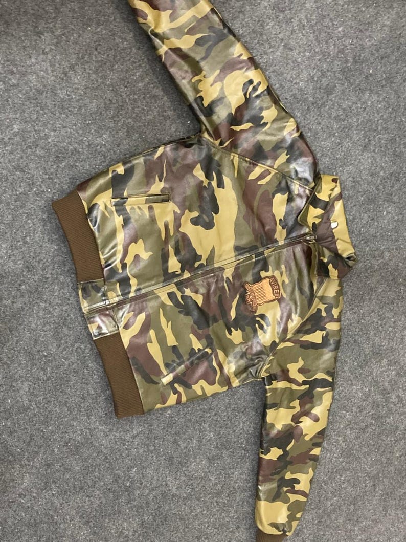 Chaqueta bomber de cuero para hombre - Chaqueta de cuero estilo militar de camuflaje para hombre - Chaqueta de vuelo vintage - Chaqueta de cuero Avirex imagen 12