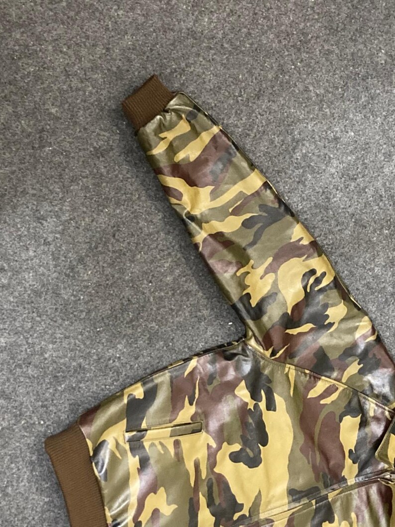 Chaqueta bomber de cuero para hombre - Chaqueta de cuero estilo militar de camuflaje para hombre - Chaqueta de vuelo vintage - Chaqueta de cuero Avirex imagen 9