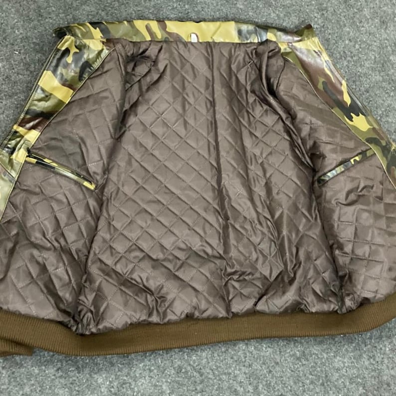 Chaqueta bomber de cuero para hombre - Chaqueta de cuero estilo militar de camuflaje para hombre - Chaqueta de vuelo vintage - Chaqueta de cuero Avirex imagen 5