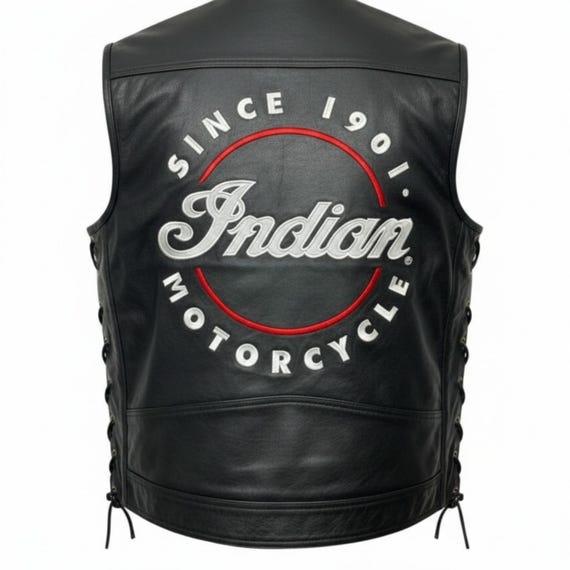 Indian Motorcycle Leather Vest Mens Genuine Leather Vest Biker Riding Vest Vintage in Leather Style Motorcycle Custom vest gift for him