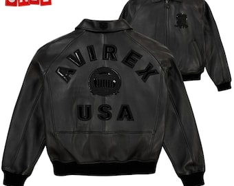 Chaqueta bomber Avirex negra – Estilo aviador en piel sintética, urbana
