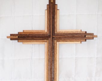Large, Handmade, Wooden Cross, Walnut Center Section
