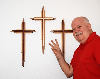 Set of three Large, Handmade, Wood, Crosses.