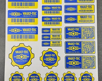 Vault-Tec klistermärkesset | Inventarieetiketter | Premium vinyldekaler | Vattentäta och laminerade