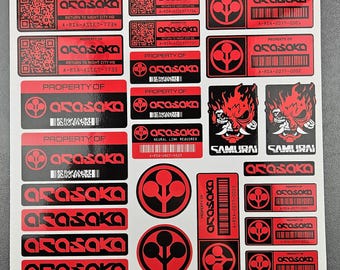 Arasaka vinylklistermärkesset | Cyberpunk-tillgångsetiketter