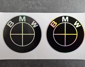 BMW holografiska klistermärken set med 2 – Vattentäta vinyldekaler för bilar, motorcyklar, laptop, vattenflaska