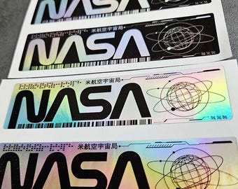 NASA holografiska klistermärken | Set med 4 | Vattentäta vinyldekaler