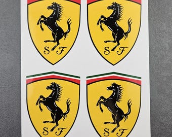 Ferrari-sticker set van 4 – waterdichte vinylstickers voor auto's, fietsen, laptop, bidon