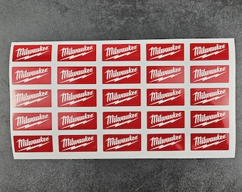 Milwaukee-klistermärkesset – Vattentäta laminerade vinylklistermärken, 25 klistermärken för bilar, cyklar, verktygslådor och garage - 39 mm x 18 mm