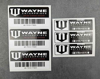 Wayne Enterprises Asset Tags-klistermärkesset, Gotham Tech-etiketter, industriella sci-fi-vinyldekaler, företagsklistermärkespaket
