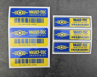Vault-Tec-klistermärken med inventarieetiketter | Fallout-inspirerade Vault Tech-dekaler | Retro Sci-Fi-etiketter | Vattentäta vinylklistermärken