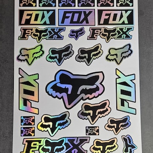 FOX Racing-stickerset – holografische stickers – waterdicht gelamineerd vinyl – auto fietshelm laptop