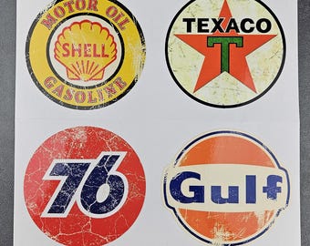 Vintage Motor Oil Brand Stickers – Waterproof Racing Decals, Set of 4