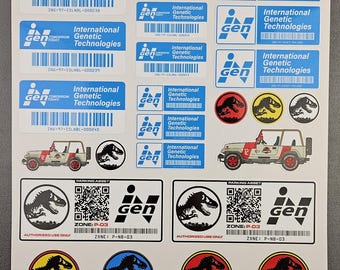 Jurassic Park-klistermärken | InGen Asset Tag-dekaler, vattentäta