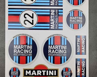 Martini racing klistermärkesset | Premium vinyldekaler | Vattentäta och laminerade bilar, motorcyklar, bärbara datorer