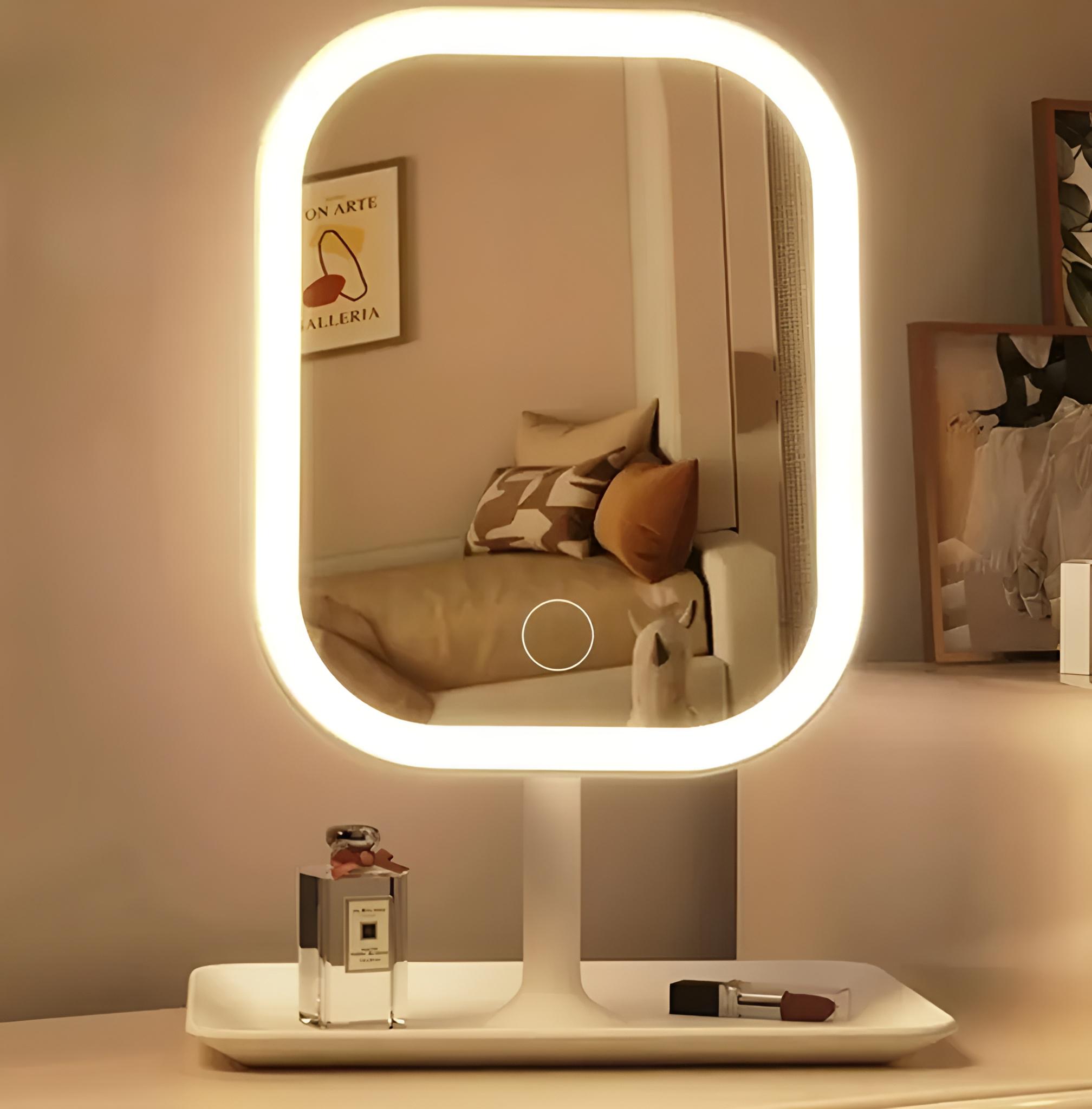 Petit Miroir De Coiffeuse Vintage En Métal Avec Support - Cadre Floral