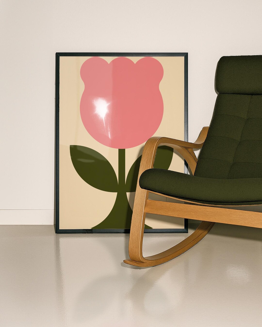 Mid Century Modern Retro Flower Tulip Print, Minimalist Floral Wall Art ...