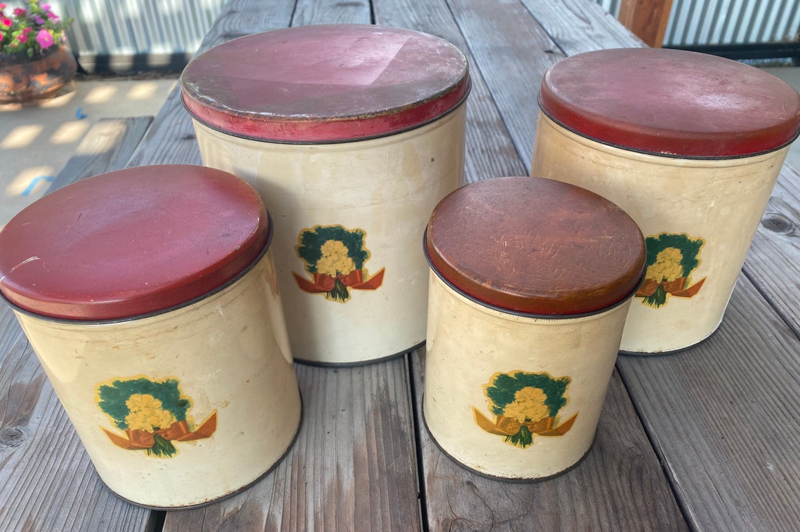CANISTERS DE COCINA Roja Vintage Set de 4 Botes Rojos | Etsy