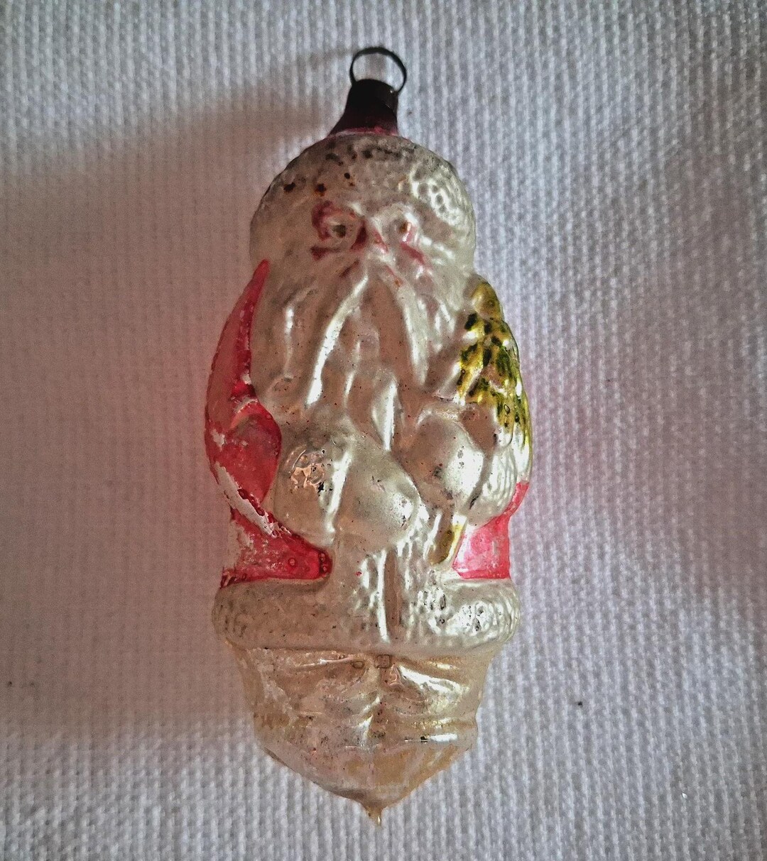 RARE 3.5" ANTIQUE Blown Glass Santa Father Christmas ORNAMENT Vintage ...