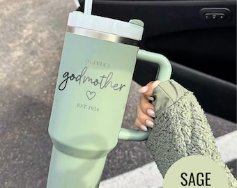 Godmother Tumbler Personalized Gift: Custom Name and Heart Design Cup
